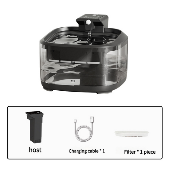 4.5L Smart Pet Water Fountain with Digital Display and Charging Cable  Black Design