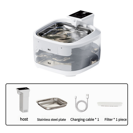 4.5L Upgraded Smart Pet Water Fountain with Stainless Steel Plate and Charging Cable  White Design