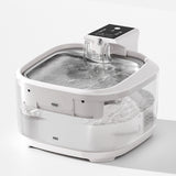 4.5L Dual-Flow Smart Pet Water Fountain with Stainless Steel Plate and Faucet – White Design - Side View