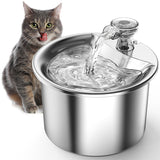 Beginner Package Stainless Steel Pet Water Fountain with Automatic Power-Off -Plug Not Included - Front View