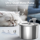 Intelligent Stainless Steel Pet Water Fountain with Smart Sensor, USB Plug, and Auto Power-Off Function - Side View