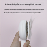 Gentle Self-Cleaning Cat Grooming Brush with Ergonomic Handle and Stainless Steel Bristles - Front View