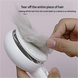 Gentle Self-Cleaning Cat Grooming Brush with Ergonomic Handle and Stainless Steel Bristles - Top-Down View