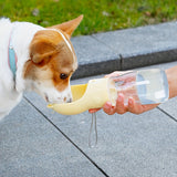 Portable Dog Water Bottle with Bowl Dispenser-380ml Grey Pet Travel Cup, Leak-proof, One-Hand Operation - Top-Down View