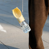 Portable Dog Water Bottle with Bowl Dispenser-380ml Grey Pet Travel Cup, Leak-proof, One-Hand Operation - 45-Degree Angle