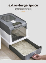 Automatic UV Sterilizing Cat Litter Box -Enclosed Design, Odor Control, and UV Germicidal Technology - Side View