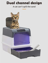 Automatic UV Sterilizing Cat Litter Box -Enclosed Design, Odor Control, and UV Germicidal Technology - Top-Down View