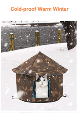 Outdoor Waterproof Cat House - Insulated, Weatherproof, Warm Shelter for Cats, Ideal for Winter Protection, Size: M 40*41cm - Side View