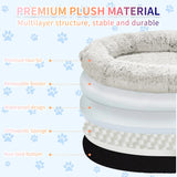 Fluffy Donut-Shaped Pet Bed- Soft, Cozy, and Anti-Anxiety for Dogs and Cats, Machine Washable  Gradient Gray  Size:S 60*50*18cm - Front View