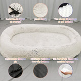 Fluffy Donut-Shaped Pet Bed- Soft, Cozy, and Anti-Anxiety for Dogs and Cats, Machine Washable  Gradient Gray  Size:S 60*50*18cm - Side View