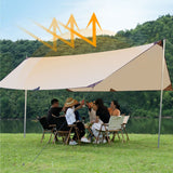 520*420 cm Hexagon Camping Tent Tarp - Waterproof, UV Protection, Sunshade Canopy Shelter for Camping, Hiking, Picnic - Side View