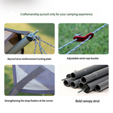 520*420 cm Hexagon Camping Tent Tarp - Waterproof, UV Protection, Sunshade Canopy Shelter for Camping, Hiking, Picnic - Top-Down View