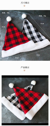 2 Pack Plaid Santa Hats for Adults, Buffalo Check Christmas Hats with White Fur Trim - 45-Degree Angle