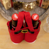 6pcs Small one Christmas Decoration Supplies, Christmas Pants, Gift Bags, Small Pants Candy Bags, Tote Bags, Wine Bottle Sets, Coke Bags - Top-Down View