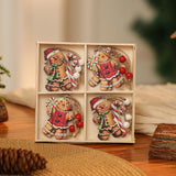 3 boxe style a set New Christmas Decorations, Small Wooden Pendants, Christmas Tree Decorations, 12 Wooden Box Packaging Pendants - Front View