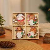 3 boxe style a set New Christmas Decorations, Small Wooden Pendants, Christmas Tree Decorations, 12 Wooden Box Packaging Pendants - Front View