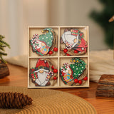 3 boxe style a set New Christmas Decorations, Small Wooden Pendants, Christmas Tree Decorations, 12 Wooden Box Packaging Pendants - Side View