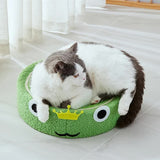 Green Frog Cat Scratcher Bed - Sisal Scratch Pad with Fun Animal 40*40*10cm - Front View