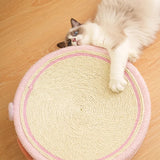 Pink Pig Cat Scratcher Bed - Cute Animal Design Sisal Pad for Scratching & Resting 40*40*10cm - Side View