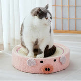 Pink Pig Cat Scratcher Bed - Cute Animal Design Sisal Pad for Scratching & Resting 40*40*10cm - 45-Degree Angle