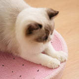 Strawberry-Shaped Cat Scratcher Bed - Fun Sisal Pad for Cats 40*40*10cm - Front View