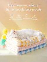 Multi-Use Pet Blanket -Soft Cushion, Blanket, and Pillow for Cats and Small Dogs, Pink XL100*78CM - Front View