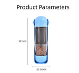 2-in-1 Portable Pet Water and Food Bottle - Leak-Proof Design with Water Lock and Easy Dispenser,300ml Water+200ml food feeder Blue Colour - Top-Down View
