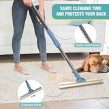 Pet Hair Remover Floor Squeegee with Extendable Handle ,Effective Fur and Hair Sweeper for Hard Floors - Front View