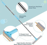 Pet Hair Removal Tool Set -Multi-Purpose Sweeper with Scraper and Handheld Fur Remover Blue - Front View