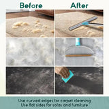 Pet Hair Removal Tool Set -Multi-Purpose Sweeper with Scraper and Handheld Fur Remover Blue - Side View