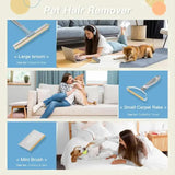Pet Hair Removal Tool Set - Multi-Purpose Sweeper with Scraper and Handheld Fur Remover  Grey - Side View
