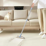 Pet Hair Removal Tool Set - Multi-Purpose Sweeper with Scraper and Handheld Fur Remover  Grey - Top-Down View