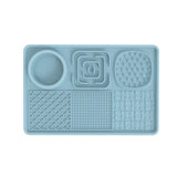 Multi-Functional Slow Feeder Mat for Dogs- Anti-Slip Lick Pad with Multiple Textures Rectangle 2PCS (Blue & Green) - Front View