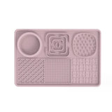 Multi-Functional Slow Feeder Mat for Dogs- Anti-Slip Lick Pad with Multiple Textures Rectangle 2PCS (Pink & Green) - Front View