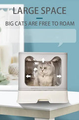 Foldable Cat Litter Box with Pull-Out Tray -Easy Cleaning and Anti-Splash Design Blue 51*41*38cm - Top-Down View