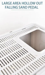 Foldable Cat Litter Box with Pull-Out Tray -Easy Cleaning and Anti-Splash Design Grey 51*41*38cm - 45-Degree Angle