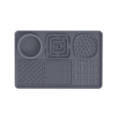 Multi-Functional Slow Feeder Mat for Dogs- Anti-Slip Lick Pad with Multiple Textures Rectangle 2PCS (Black & Grey) - Front View