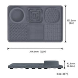 Multi-Functional Slow Feeder Mat for Dogs- Anti-Slip Lick Pad with Multiple Textures Rectangle 2PCS (Black & Grey) - Side View