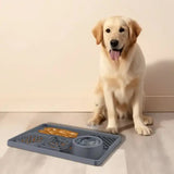 Multi-Functional Slow Feeder Mat for Dogs- Anti-Slip Lick Pad with Multiple Textures Rectangle 2PCS (Black & Grey) - Top-Down View