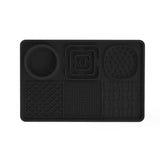 Multi-Functional Slow Feeder Mat for Dogs- Anti-Slip Lick Pad with Multiple Textures Rectangle 2PCS (Blue & Black) - Front View