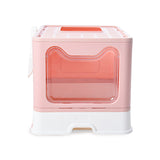 Foldable Cat Litter Box with Pull-Out Tray -Easy Cleaning and Anti-Splash Design  Pink 51*41*38cm - Extra Image