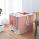 Foldable Cat Litter Box with Pull-Out Tray -Easy Cleaning and Anti-Splash Design  Pink 51*41*38cm - Extra Image