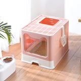 Foldable Cat Litter Box with Pull-Out Tray -Easy Cleaning and Anti-Splash Design  Pink 51*41*38cm - Extra Image