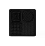 Multi-Functional Slow Feeder Mat for Dogs- Anti-Slip Lick Pad with Multiple Textures Square 2PCS (Blue & Black) - Front View