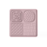 Multi-Functional Slow Feeder Mat for Dogs- Anti-Slip Lick Pad with Multiple Textures Square 2PCS (Pink & Green) - Front View