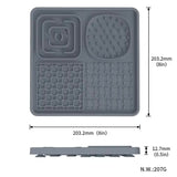 Multi-Functional Slow Feeder Mat for Dogs- Anti-Slip Lick Pad with Multiple Textures Square 2PCS (Pink & Green) - Side View