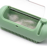 Multi-Function Pet Grooming Brush with Self-Cleaning Feature - Ideal for Dogs and Cats 2 PCS (Green+White) - Side View