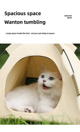 Outdoor Cat House,Pet Tent -Windproof and Dustproof Shelter for Small Pets, Grey, Size: M  40*40*37cm - Front View