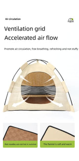 Outdoor Cat House,Pet Tent -Windproof and Dustproof Shelter for Small Pets, Grey, Size: M  40*40*37cm - Side View