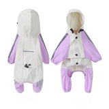 Waterproof Dog Raincoat with Hidden Leash Hole - Windproof and Comfortable for Outdoor Walks, Size:S (Back Length 20cm/7.87in, Bra 31cm/12.20in) Purple - Side View